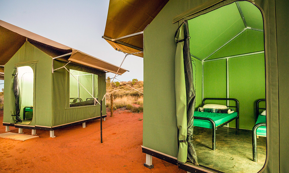 Sleep in comfortable safari tents