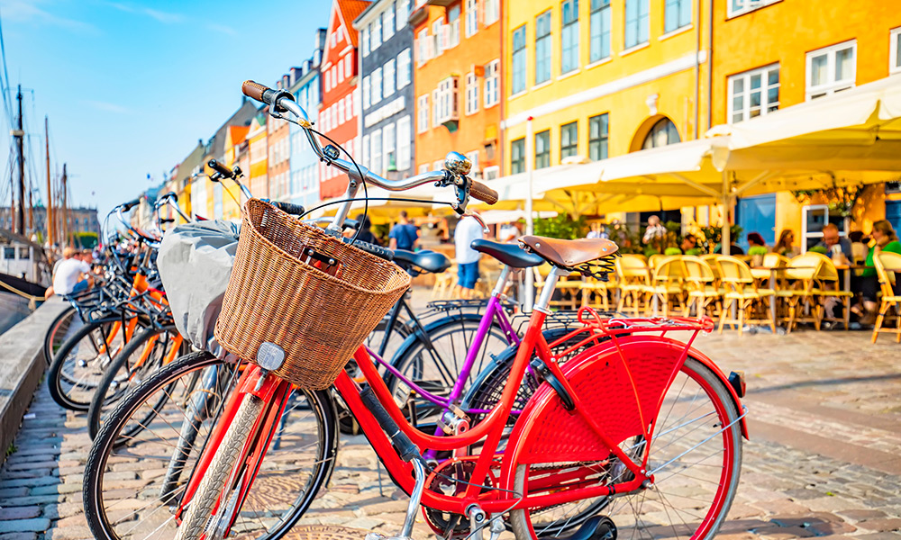 Bicycles, the transport option of choice in Nyhavn, Copenhagen