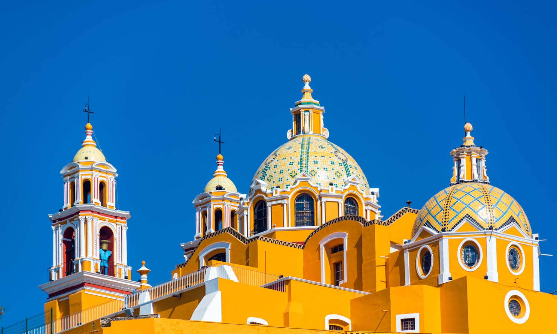 The Our Lady of Remedies is a Catholic church built atop the Tlachihuatepetl pyramid in Cholula.