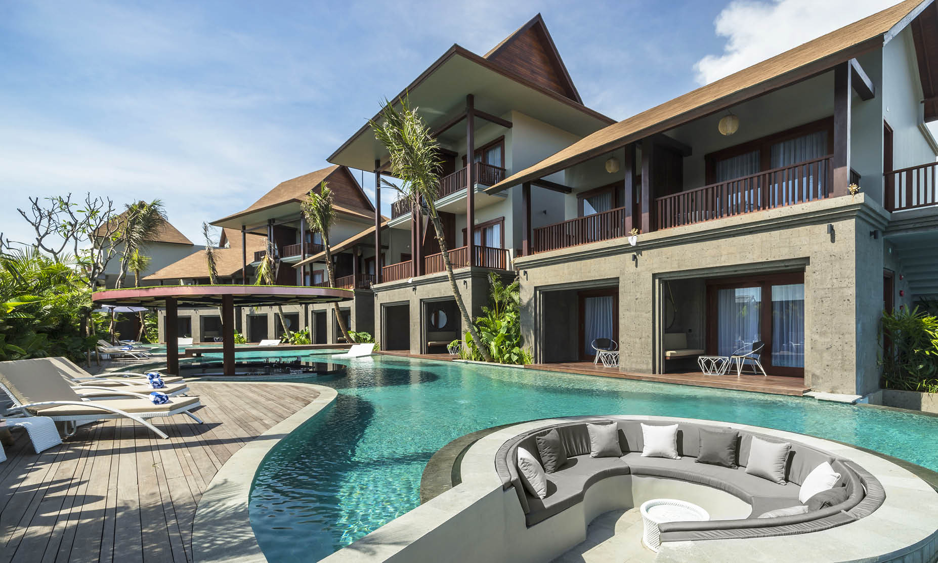 The hotel is nestled amongst the rich green rice paddies of the Balinese countryside..