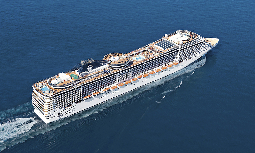 MSC Cruise ship in the ocean