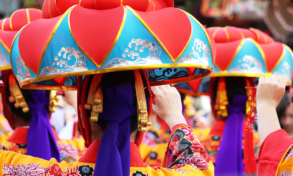 Traditional Hanagasa hats in Okinawa